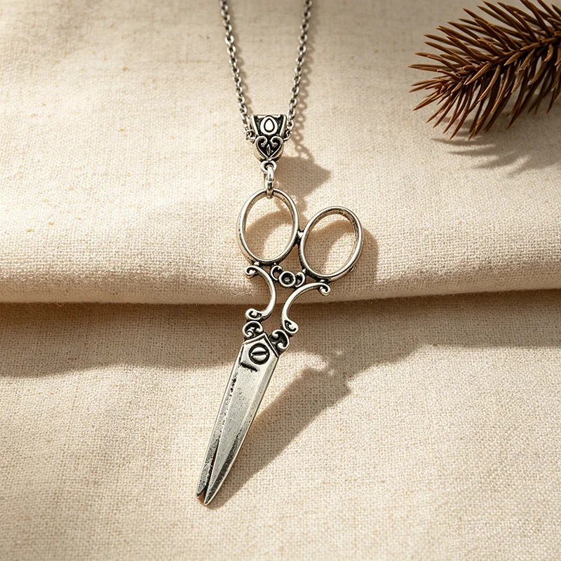 Vintage Scissor Pendant Necklace Women Men Gothic Goth Y2k Steampunk Long Collar Victorian Aesthetic Jewelry Grunge Accessories