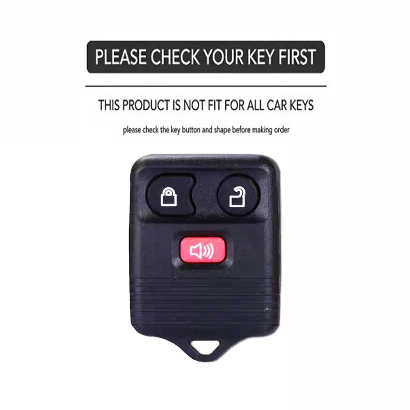 3 Buttons Premium Silicone Car Key Case Cover with Keychain-For Ford Focus Complete Escape Mustang Explorer Lincoln Town Sport