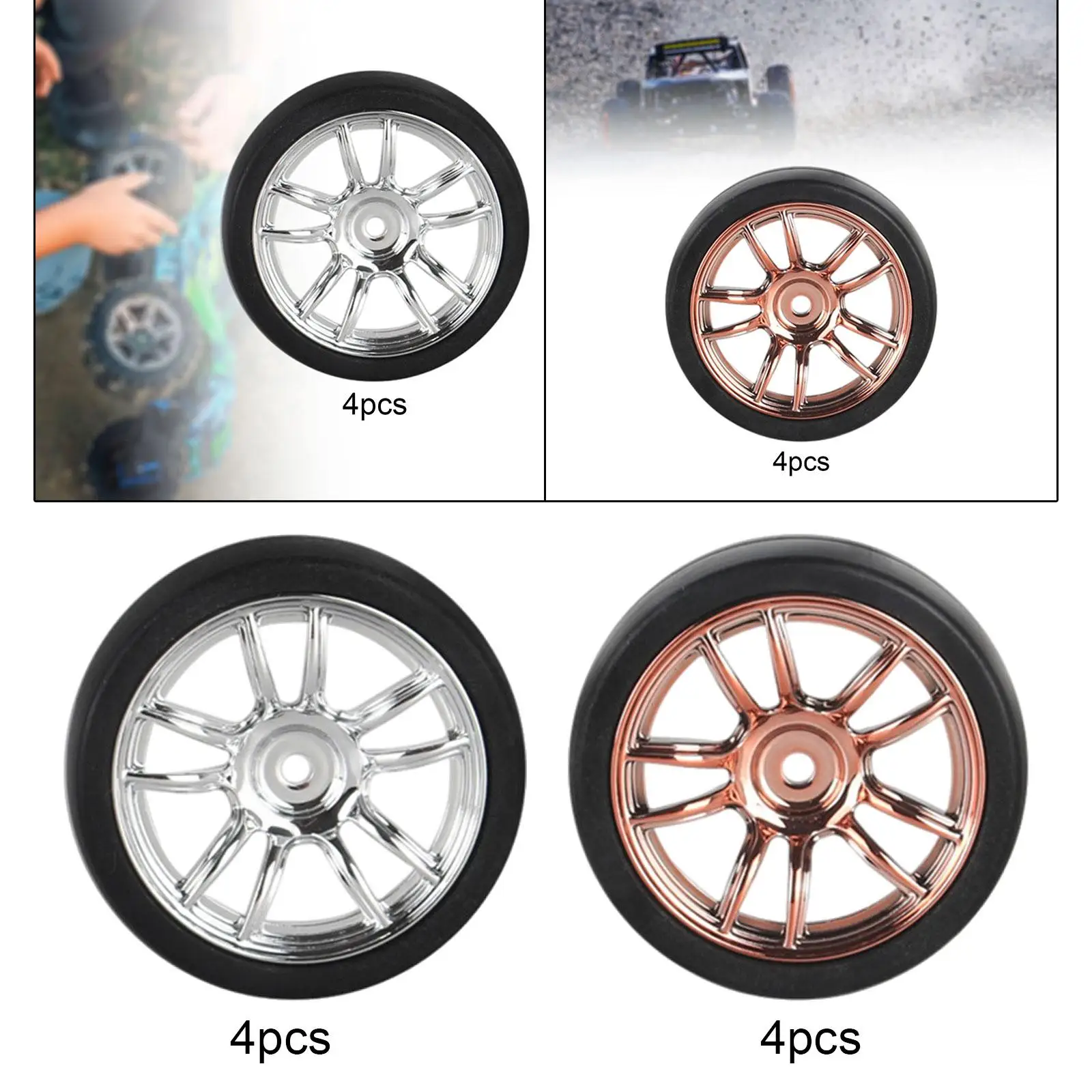 4Pcs RC Drift Tyre Wheel Rim and Tires Set Replacements for 1:18 Scale RC Touring Drift Car Spare Parts Accessories Repalces