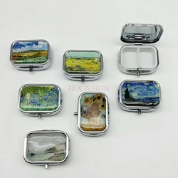 1pcs Two mini boxes, metal small medicine box storage box, pill box, portable, portable, compact, durable, and beautiful
