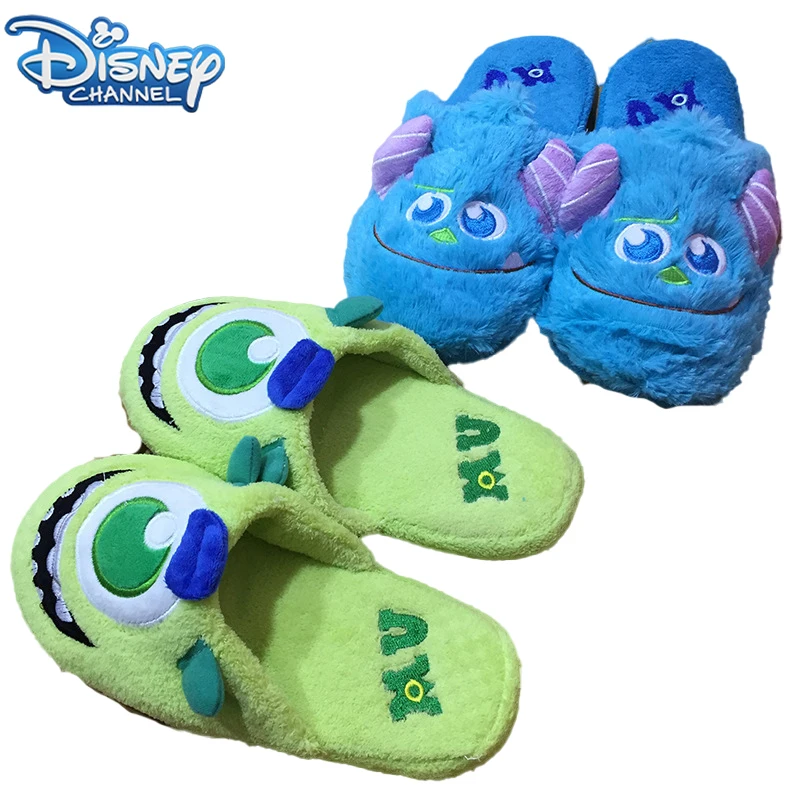 Disney Monsters University Sulley Sullivan Mike Wazowski Plush Slippers for Home Cartoon Winter Shoes Child Adult Toys Gifts