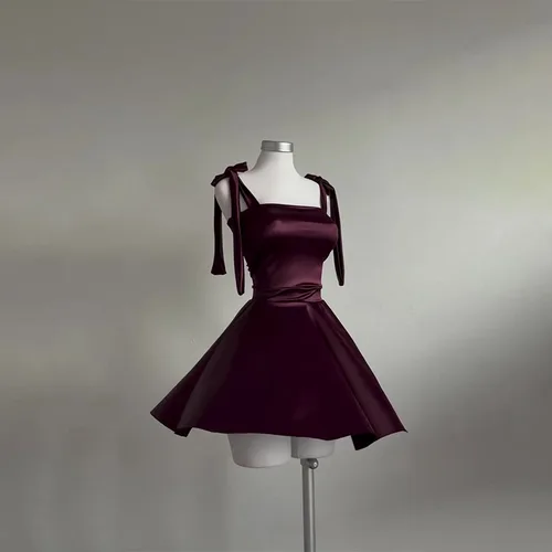 Imagen 1 del producto Verano elegante sin mangas sin espalda Mini vestido plisado mujeres 2025 Chic Ballet con cordones una línea vestidos fiesta vestido de princesa de noche