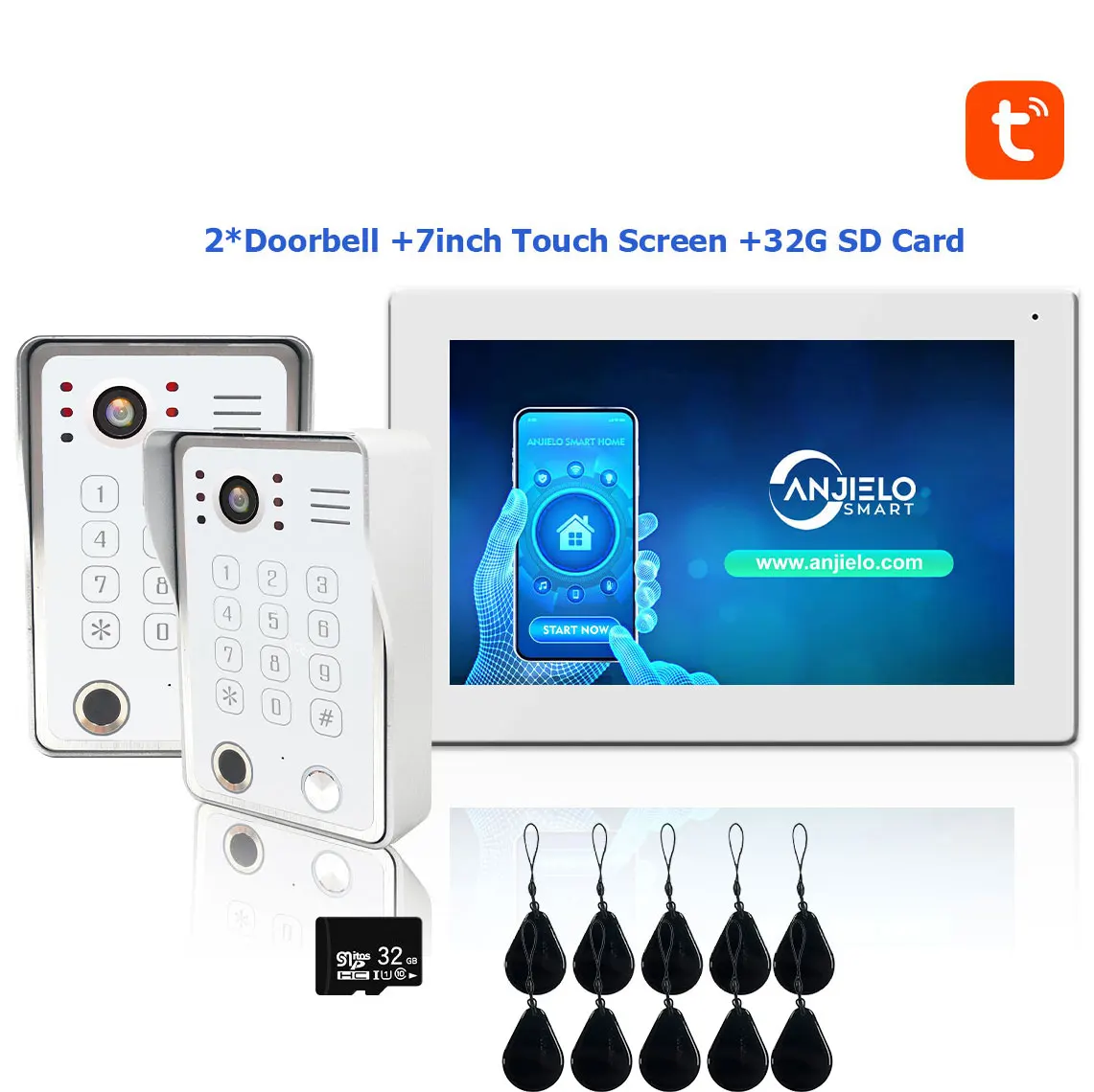 2025 Fingerprint 5in1 Unlock Wifi Doorbell Video Intercom System For Home Doorphone Tuya Smart 1080P Touch Monitor Security