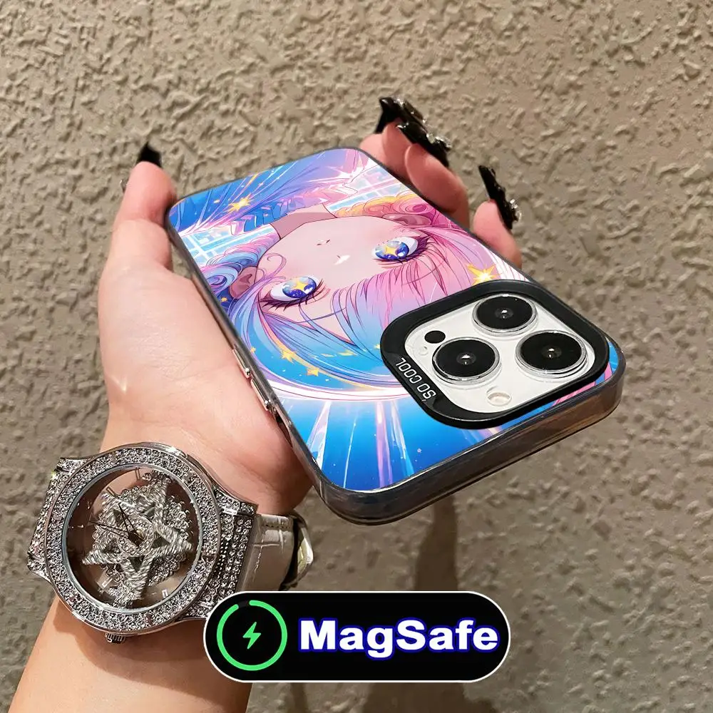 

Pink Anime Girl Mobile Phone Case for iPhone 16 15 14 13 12 11 Pro Max Plus MagSafe Translucent Colour Protective Cover Pretty