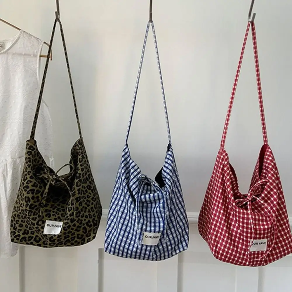 

Casual Korean Leopard Shoulder Bag Simple Leisure Plaid Crossbody Bags Students Large Capacity Underarm Bag Commuting