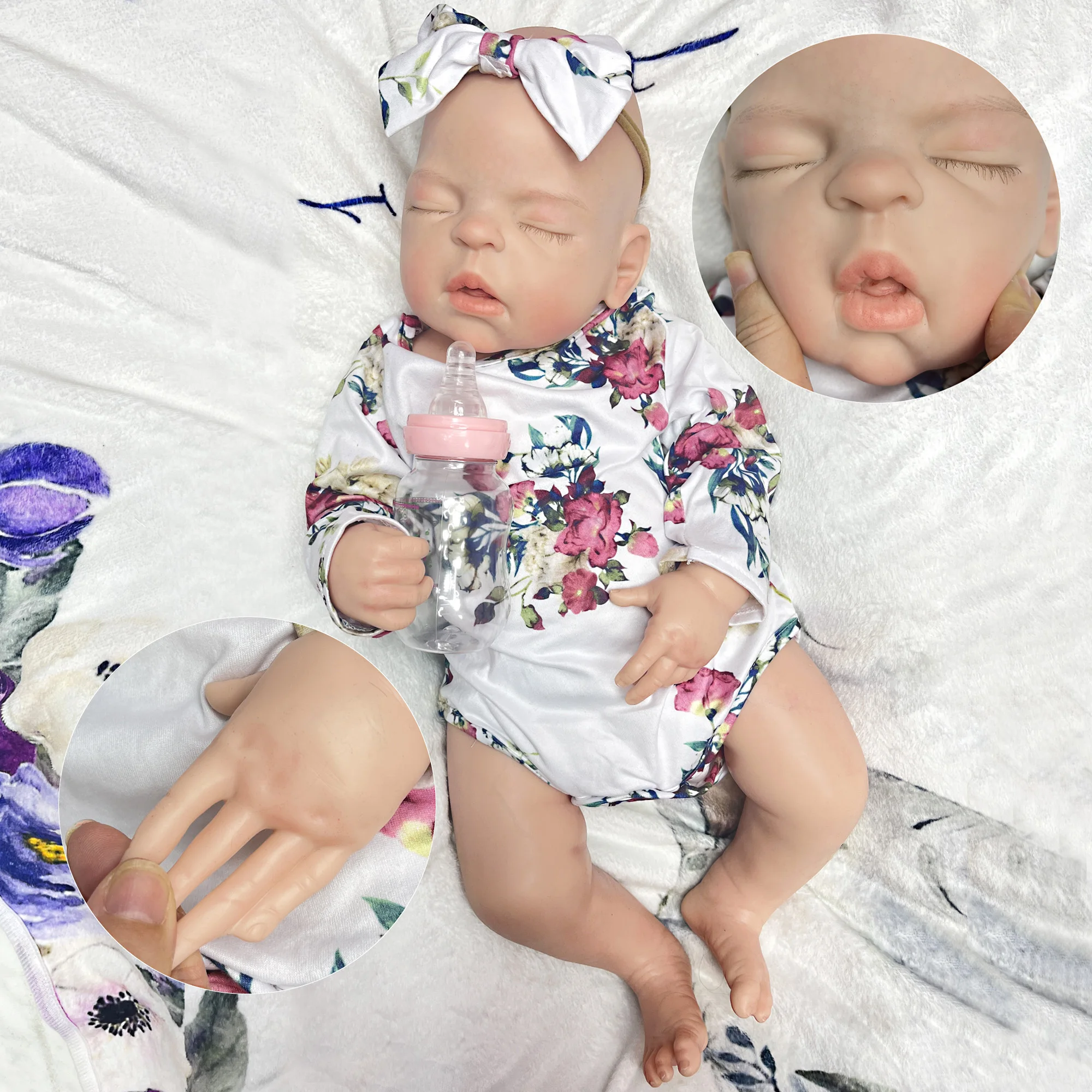 

22 Inch bebê reborn de silicone original Soft Silicone Reborn Baby Girl Doll Handmade Lifelike 3D Painted Bebe Newborn Doll