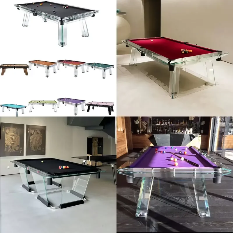 Custom Modern Luxury Crystal Glass Pool Billiard Table 12mm 15mm Thickness 7ft 8ft 9ft Standard High End Design Factory Sale