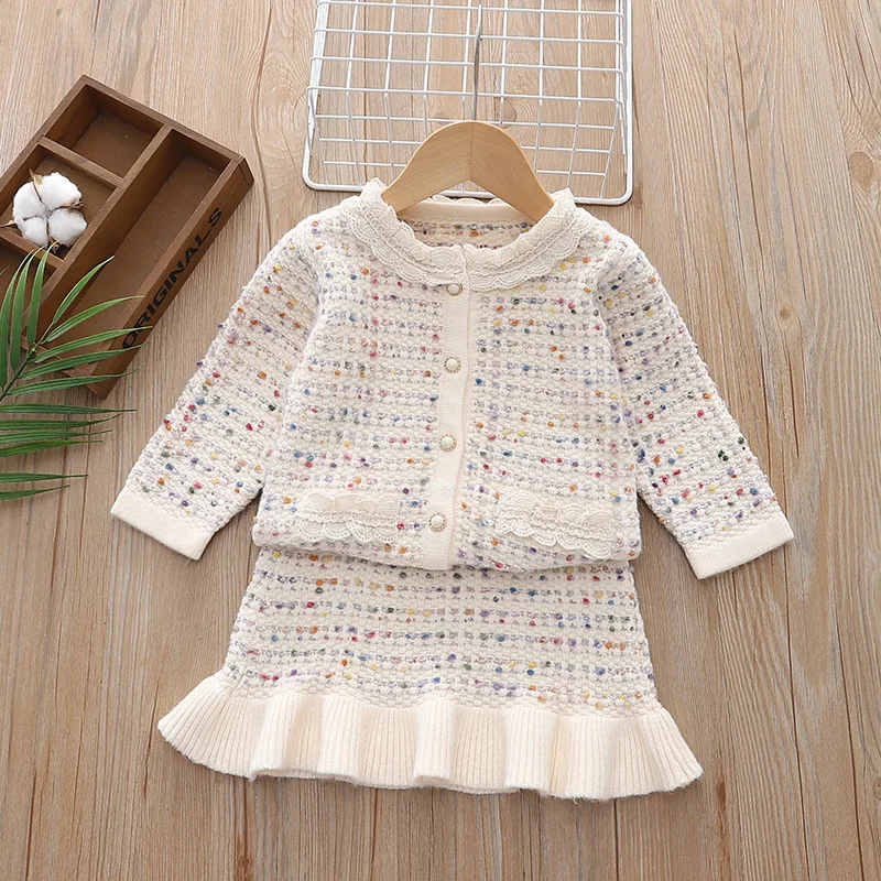 

Sets for Children Autumn Winter Baby Girls 2PCS Clothes Set Multicolor Knitwear Suits Infant Fishtail Skirt Outfits Girl Clothes