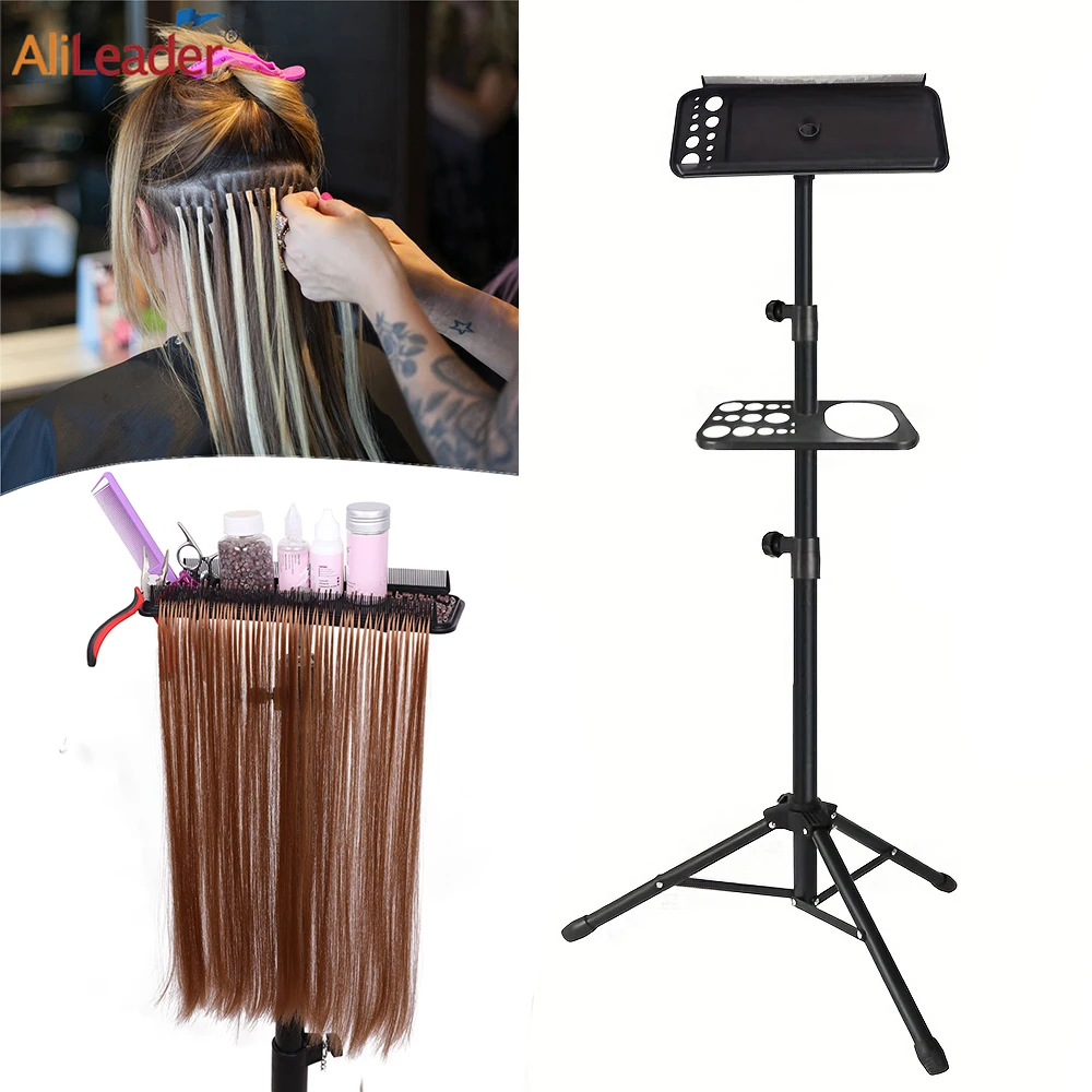 Hair Extension Holder Wig Stand Tripod With Tray Braiding Hair Rack Stand Hair Extension Tool Extension Display Holder For Salon