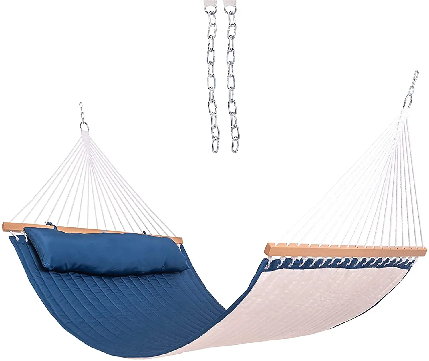 Danlong 55 inches Outdoor Wooden Stick Quilted Hammock Swing Bed With Pillow