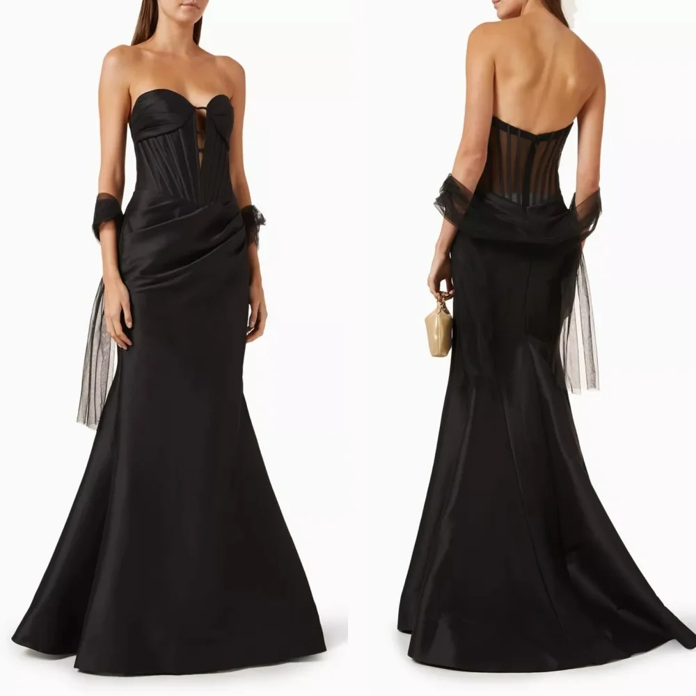 

Customized Sexy Classic Jersey Ruched Ribbon Mermaid Sweetheart Long Dresses Bespoke Occasion Dresses High Quality Modern Style