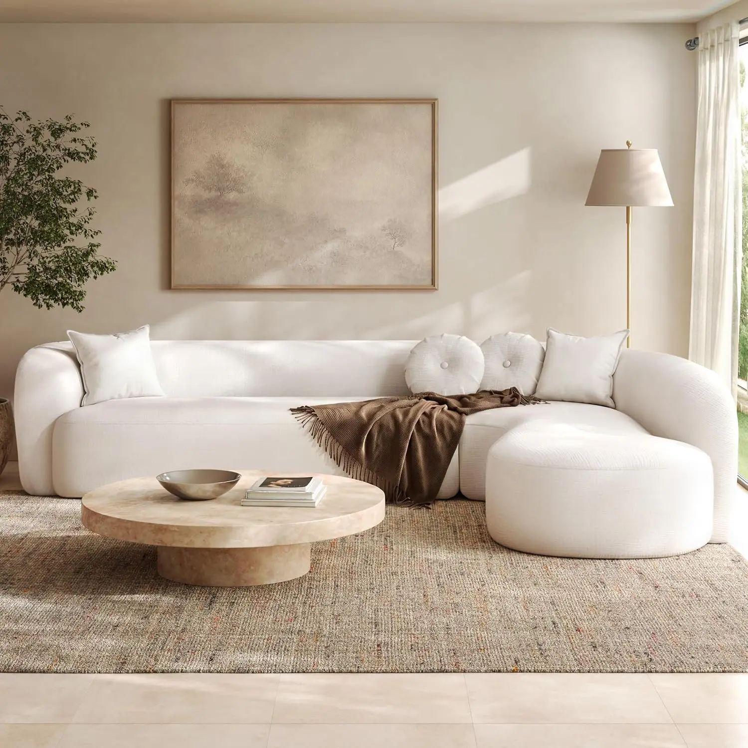 Curved Sectional Sofa with Chaise, 128