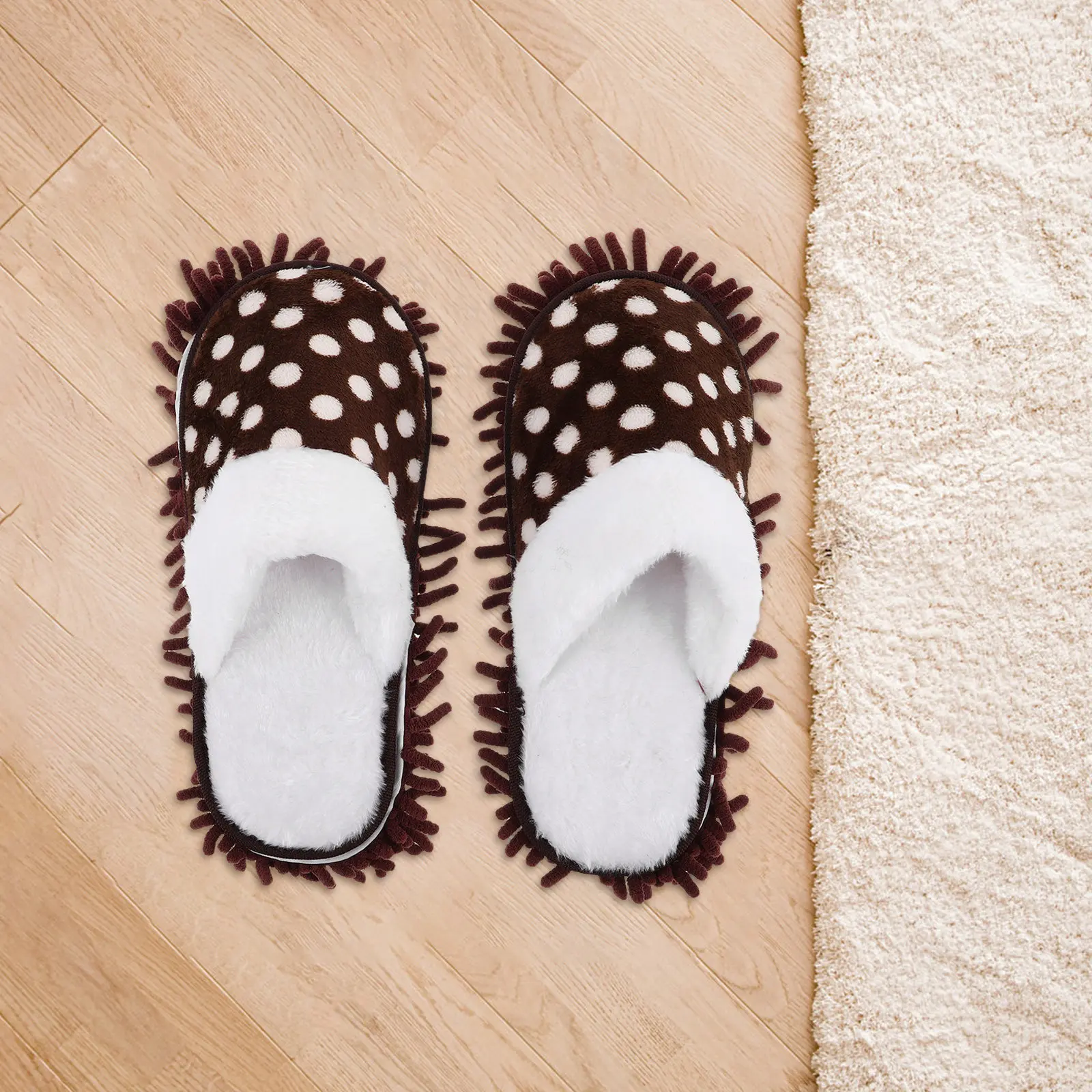 

1 Pair Washable Chenille Mop Slippers Thickened Sole Detachable Cleaning Shoes Functional Floor Mop House Slippers for Women