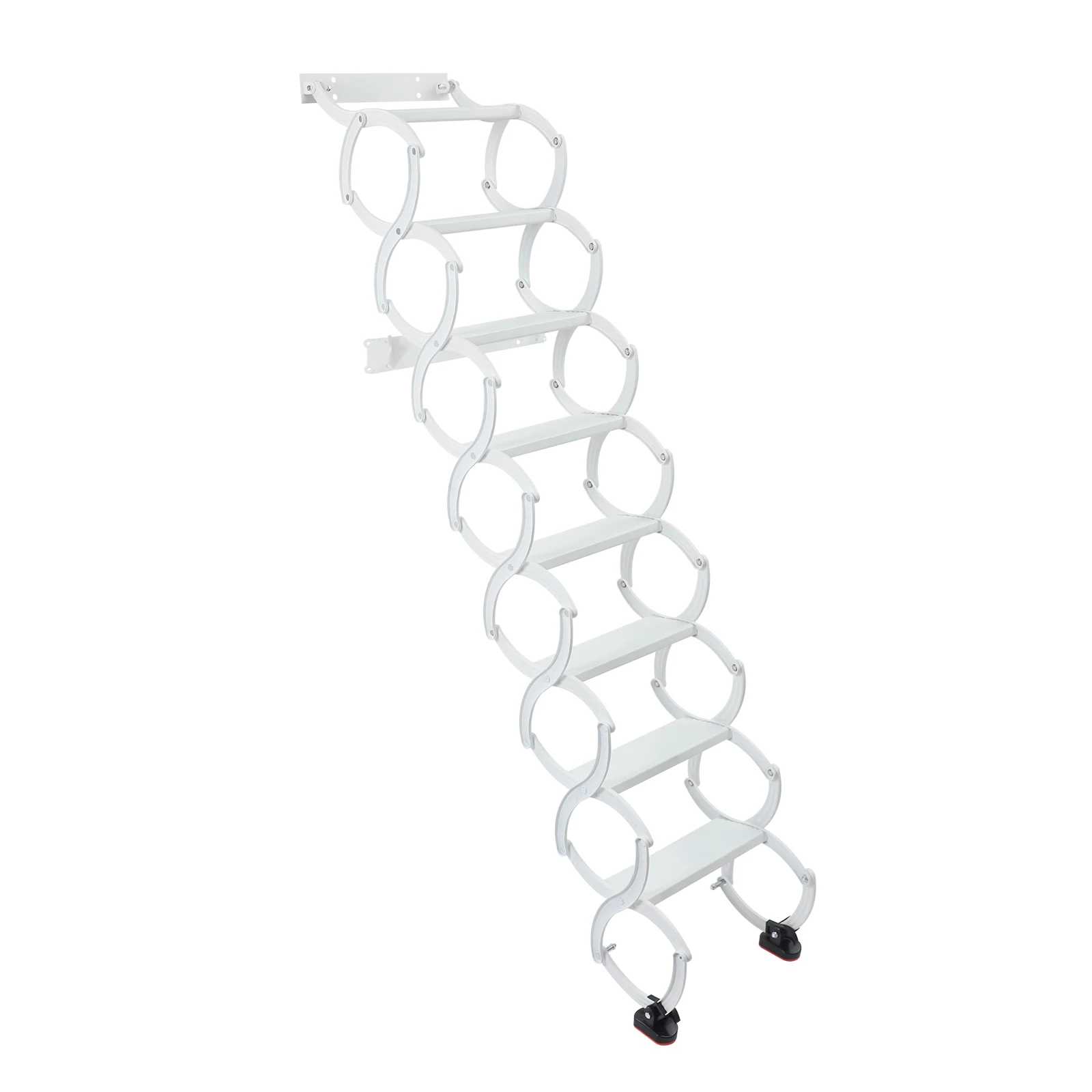 Wandgemonteerde opklapbare ladder, telescopische trap met een capaciteit van 200 kg per trede, intrekbare opklapbare trap voor thuis, garage, magazijn