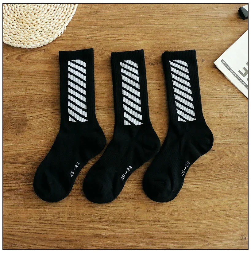 5 paia di calzini sportivi da uomo in cotone 100% strisce bianche nere traspiranti assorbenti del sudore calzini casual elastici caldi autunnali da donna