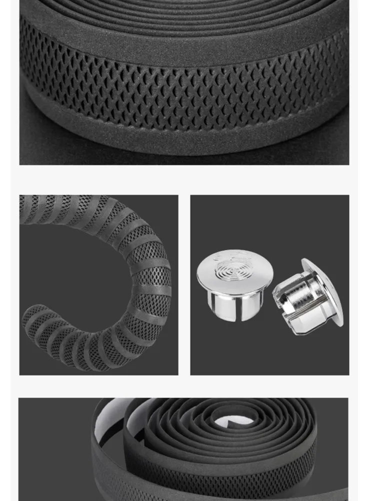 AliExpress NONE Road Cycling Handlebar Tapes  Hollow Bike Handlebar Tape PU+EVA Bicycle Anti-slip Shockproof Bar Wraps Fixing Straps White/Black