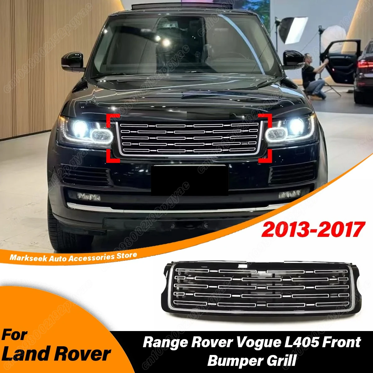 

Для Land Rover Range Rover Vogue L405 2013 2014 2015 2016 2017, автомобильный передний бампер, радиатор, воздухозаборная решетка, декоративный комплект кузова
