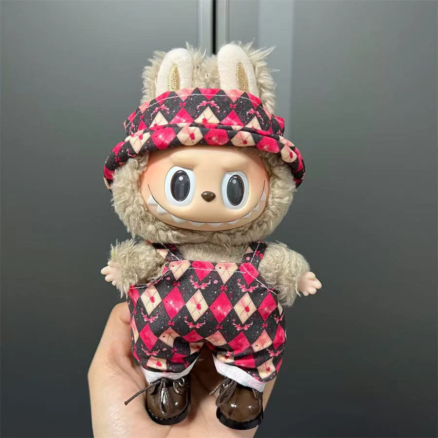 17cm Doll Clothes Fit For Labubu Toys,Figures Doll Accessories Fashion Little Clothes Rompers with Hat,Ideal Gifts for Kids