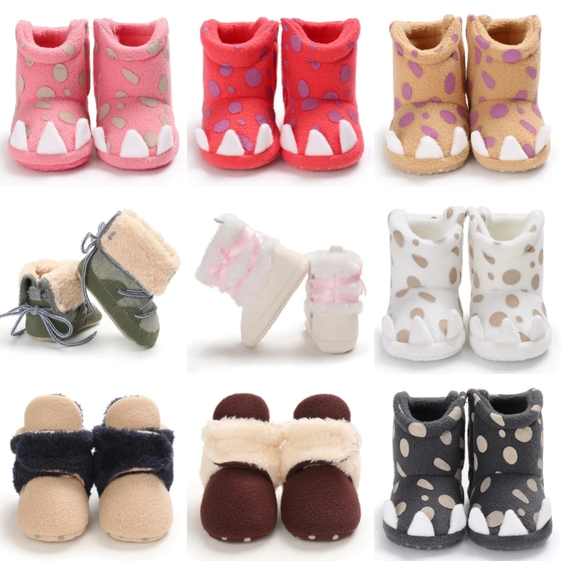 

New Winter Baby Snow Boots Thick Warm Soft Sole Cute Princess First Walkers for Girls Infants 0-18 Months