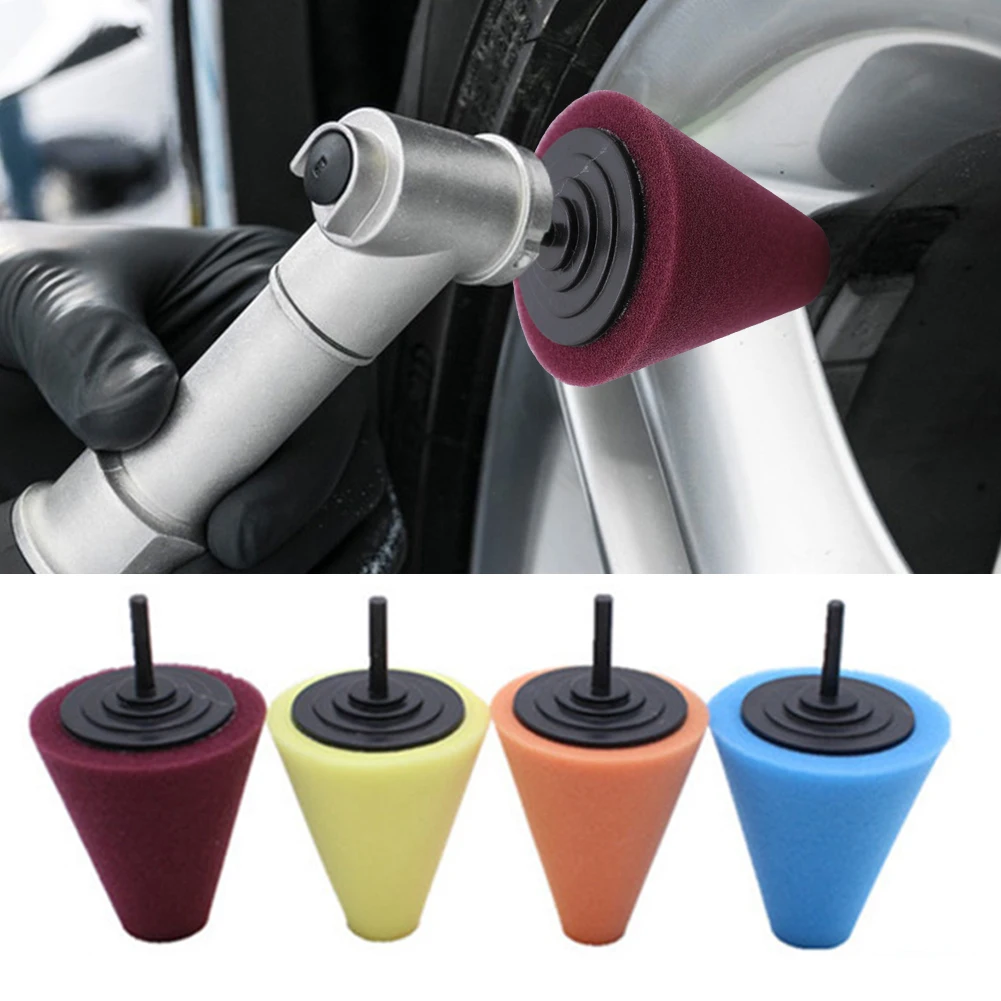 Auto Wheel Used For Electric Drill Burnishing Ball Detailed Scratch Polishing Cone Set Car Hub Buffing Sponge Car Beauty Tool