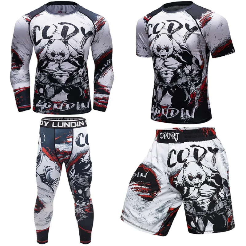 Cody Lundin 4 Pieces Sports Sublimation Tracksuit Male BJJ jiu jitsu Rash Guard Set Custom Fashion Gym Boxing Training Set