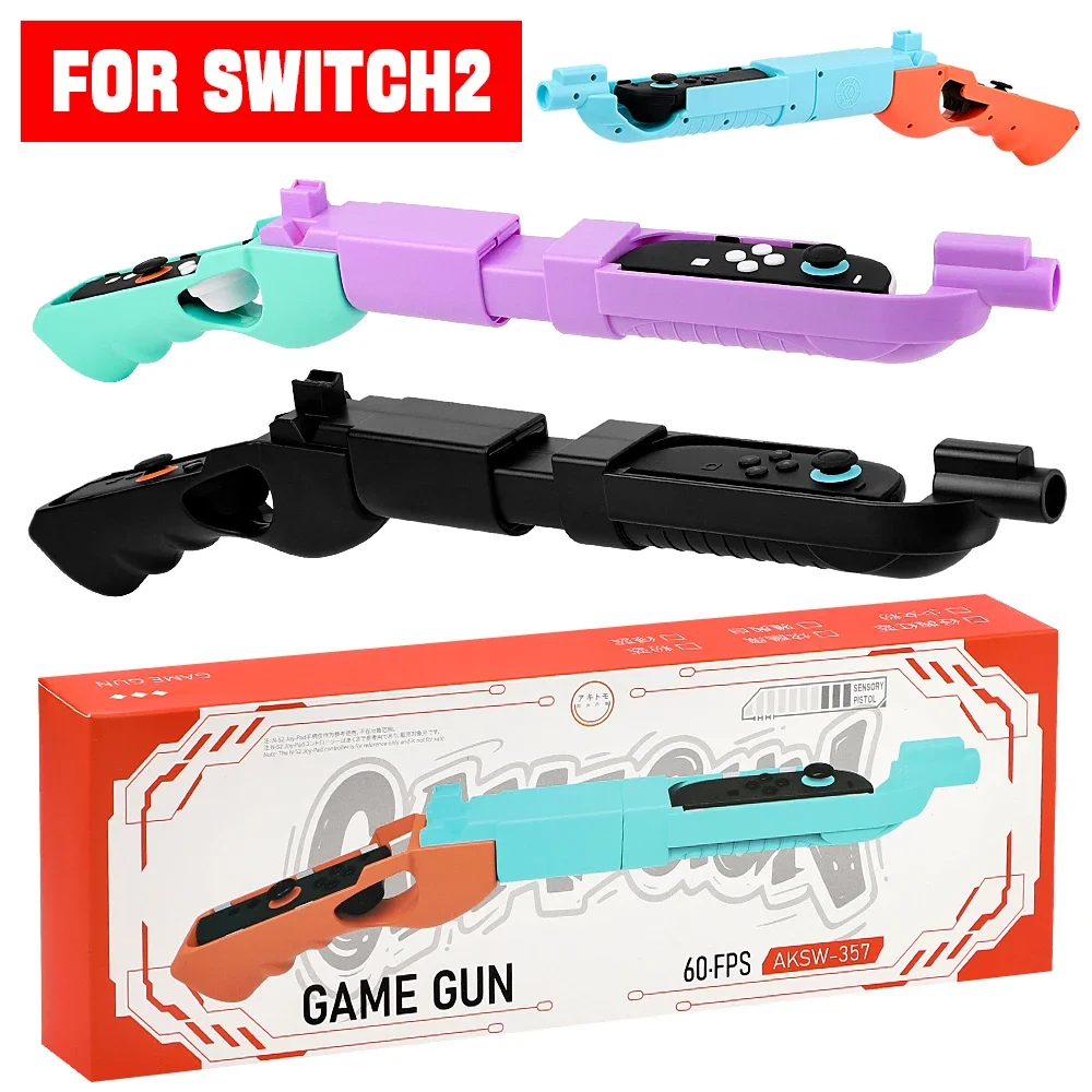 Schießspiel-Pistole für Switch 2 Controller – Bewegungsgesteuerte Schießpistole mit langem Griff und Schaftgriff