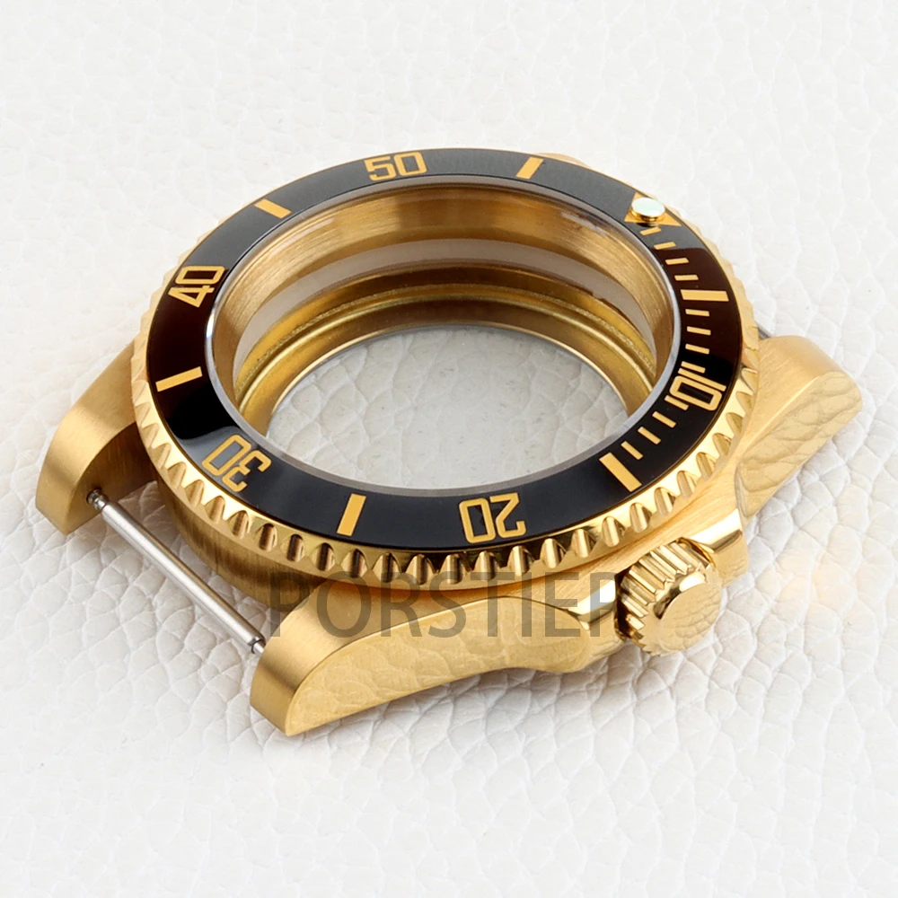 40MM High Quality Waterproof Watch Case Sapphire Glass Gold PVD For SUB NH34 NH35 NH36 Movement 28.5mm Dial fit 20mm WatchBands