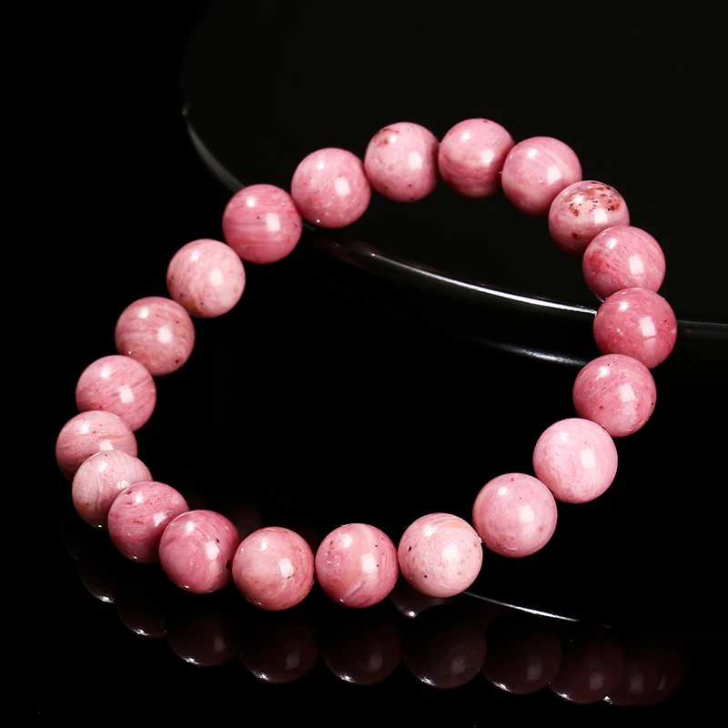 JD Natural Stone Rhodochrosite Ore Bead Bracelet Women Charm Yoga Meditation Prayer Reiki Energy Stone Jewelry Couple Party Gift