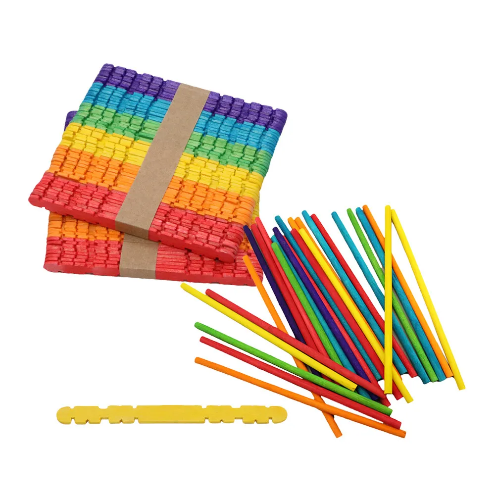 

80Pcs Wood Ice Pop Sticks Colored Small Smooth Surface Multipurpose for Ice Cream Crafts Summer Party Dessert Shop and DIY