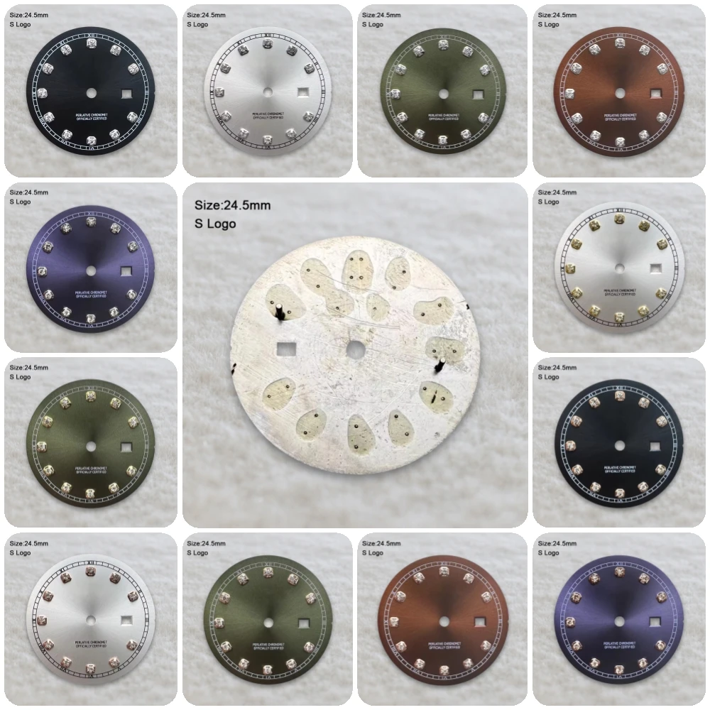 24,5 mm S-Logo-Diamant-Zifferblatt, geeignet für NH05 Japan Movement Sunray, hochwertiges Uhrenmodifikationszubehör