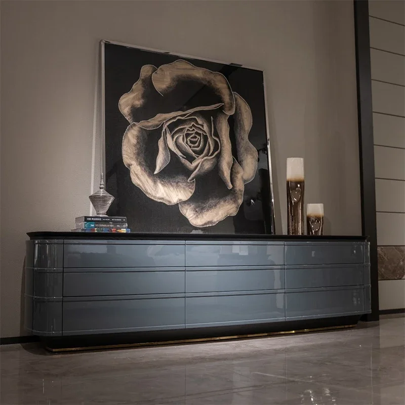 Furniture Side Cabinet Living Room Corridor Highlight Console Cabinet Marble Console Table