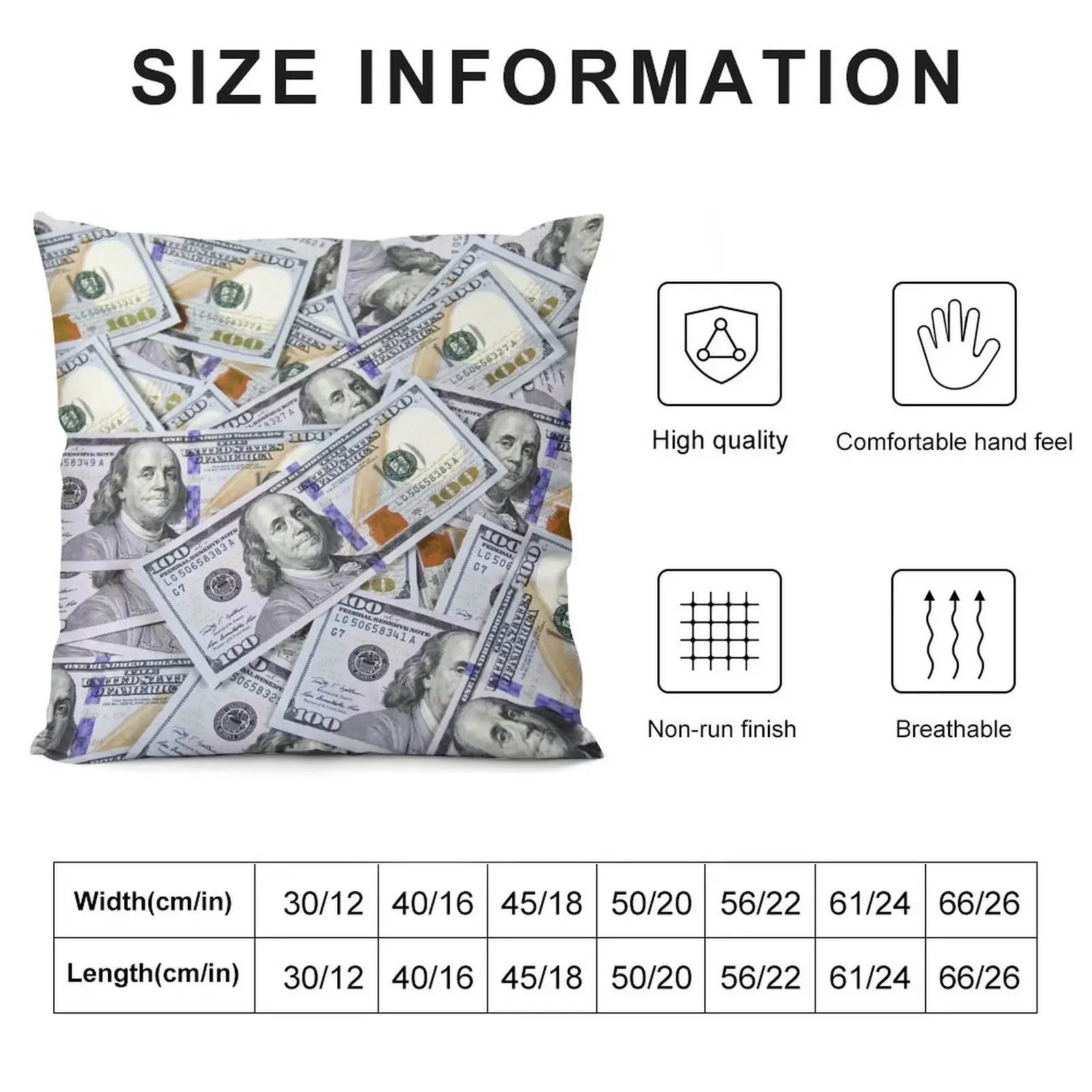 One Hundred Dollar Bills Throw Pillow Cushions Cover autumn decoration Cushion Covers For Living Room pillow