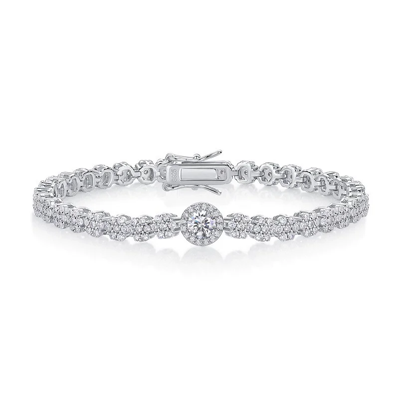 

ZFSILVER Fashion Classic 925 Sterling Silver Color D Moissanite Round Bracelet For Women Accessories Luxury Jewelry Gifts L13877