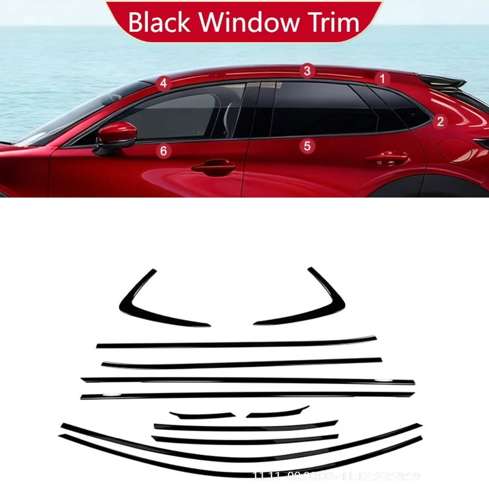 

For Mazda CX-30 2019-2025 Year Windows Trim Chrome Black Warrior Style Molding Body Kit Accessories