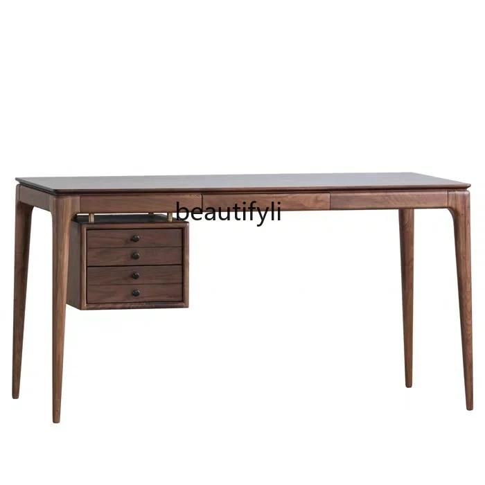 

Nordic Simple Black Walnut White Workbench Desk Solid Wood Computer Desk Desk Chinese High-End