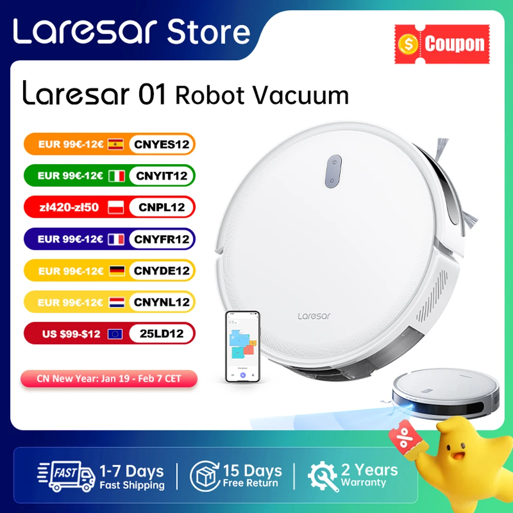 Laresar L10 SoF LiDAR Robotstofzuiger en Mop 6500Pa 150min Draadloos APP-besturing Slimme LDS