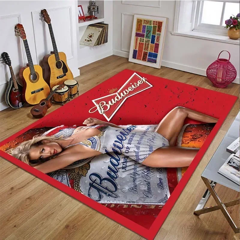 Fashion B-Budweiser Kawaii Girl Pattern Carpets for Bedroom Living Room Kitchen Floor Mats Home Decor Non-Slip Floor Pad Rug