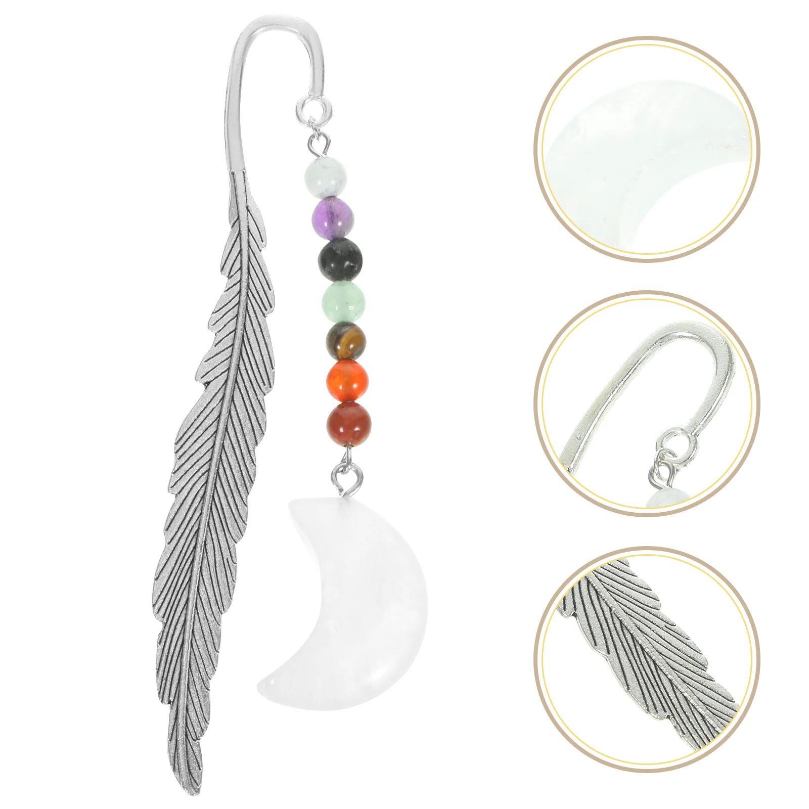 Colorful Moon Crystal Bookmark Gift Natural Reading Lovers Students Delicate Metal Guiding
