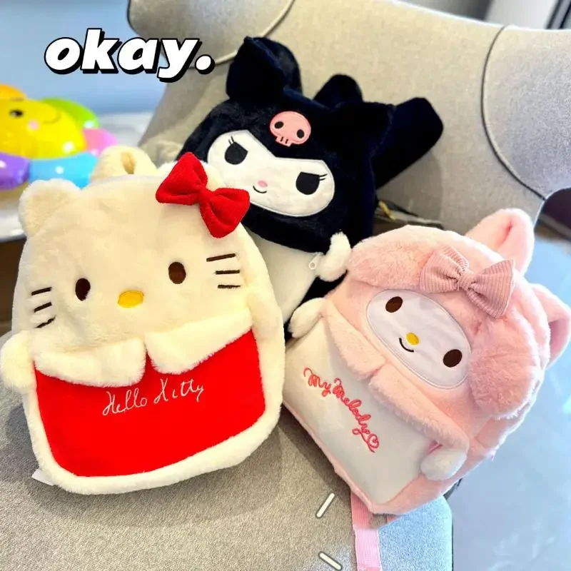 Sanrio Cartoon Kuromi Cinnamoroll Melody Plush Cute Backpack Fashion Small Bags Japanese Style Students Bag Birthday Present