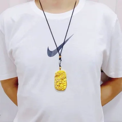 Fashion new gold AU999 pendant dragon horse spirit pendant men and women can wear necklace mens 24k gold pendant gift