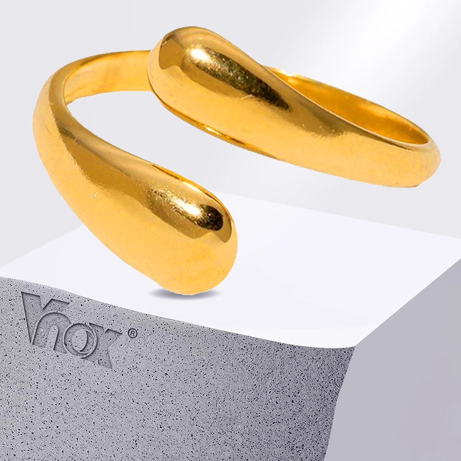 Vnox Adjustable Chunky Open Twist Stackable Rings for Women, Bold Stainless Steel Crossover Statement Ring Band Gift