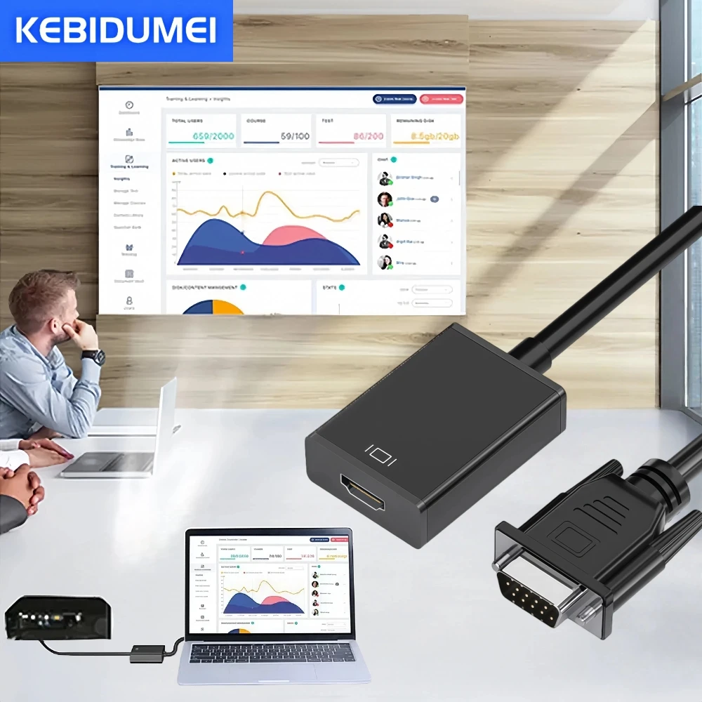 VGA TO HD Converter for Computer Laptop TV Projector VGA Input HDMI-compatible Output High-definition Audio Video Cable Adapter