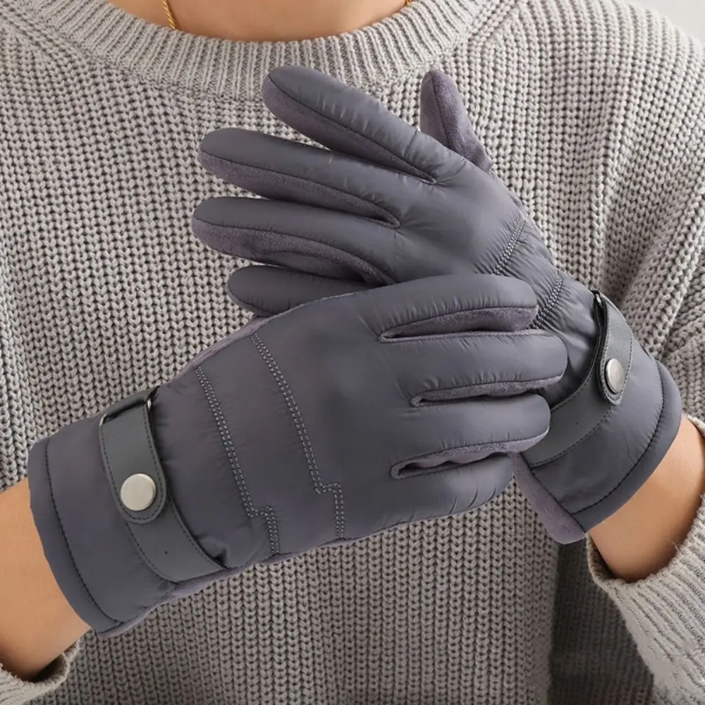 Keep Warm Winter Men's Gloves Down Cloth Touch Screen Male Windproof Gloves Soft Waterproof Motorcycle Full Finger Mittens
