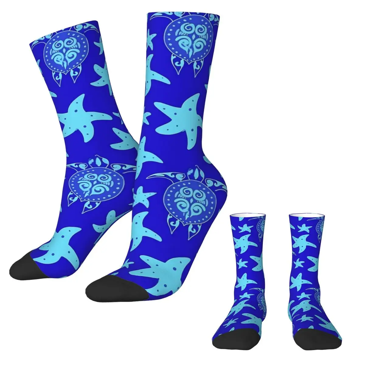 Ocean Turtles Socks Autumn Starfish Print Stockings Modern Girls High Quality Socks Custom Climbing Anti Sweat Socks