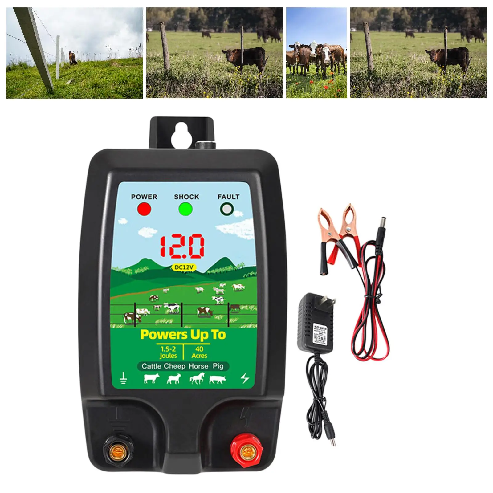 

Electric Fence Energizer Lightweight Easy to Use Livestock Fence Charger Livestock Supplies for Farm Lawn Cattle Garden Poultry