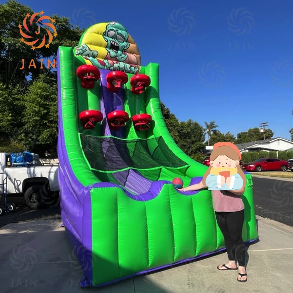Giant Shooting Challenge 2.5m Zombie Basketball Challenge Inflatable Basketball Hoop Game with Blower For Party Rental