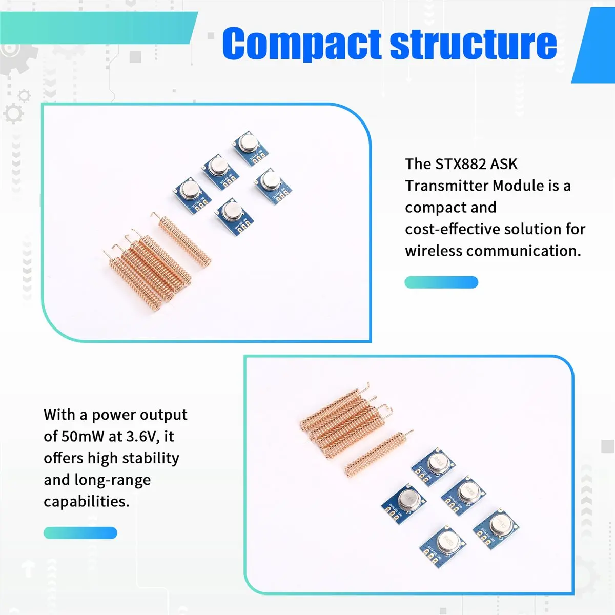 DT81 5PCS STX882-433 Low Cost Wireless Transmitter Module for ASK Small Range RF in 433MHz TX Module