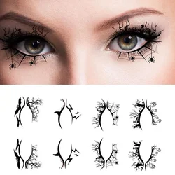 Juego de pegatinas de maquillaje de ojos para mujer, Tatuajes Temporales, pegatina para fiesta de Halloween, murciélago, Cara de araña, impermeable, arte de Ojos de tatuaje falso, 4/8 piezas por juego