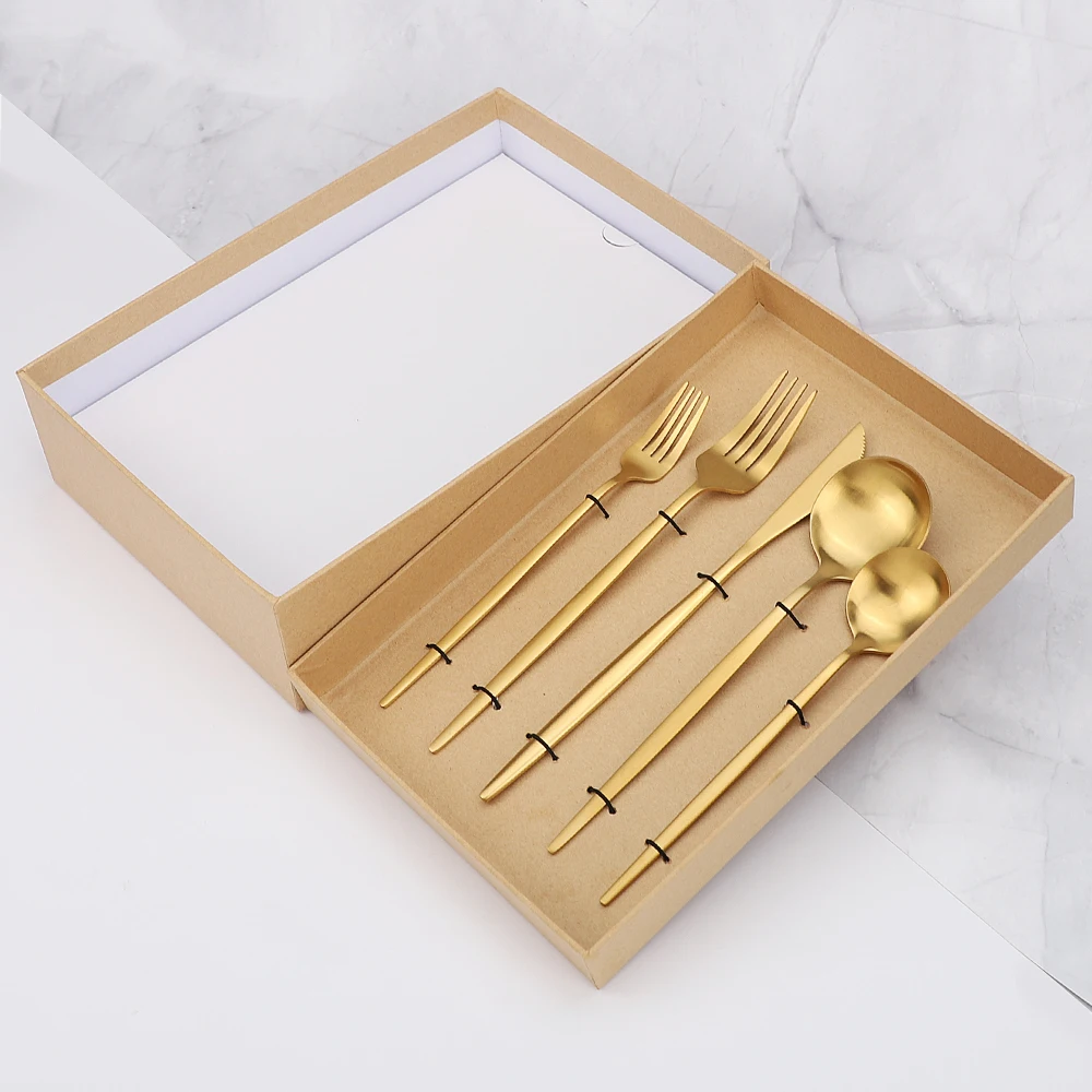 30Pcs Gold Cutlery Set Flatware Stainless Steel Cutlery Tableware Set Forks Knives Spoons Fork Spoon Dinne Set Knives Gift Box