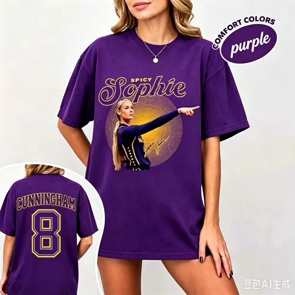 Sophie Cunningham Number 8 Printed T‑Shirt Vintage Graphic Short Sleeve Outdoor Sport Pure Cotton Fashion Streetwear for Unisex